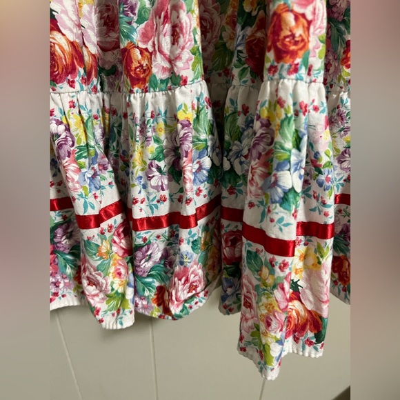 Square up full tiered floral ribbon skirt size large flowy flirty vintage retro - Picture 6 of 9